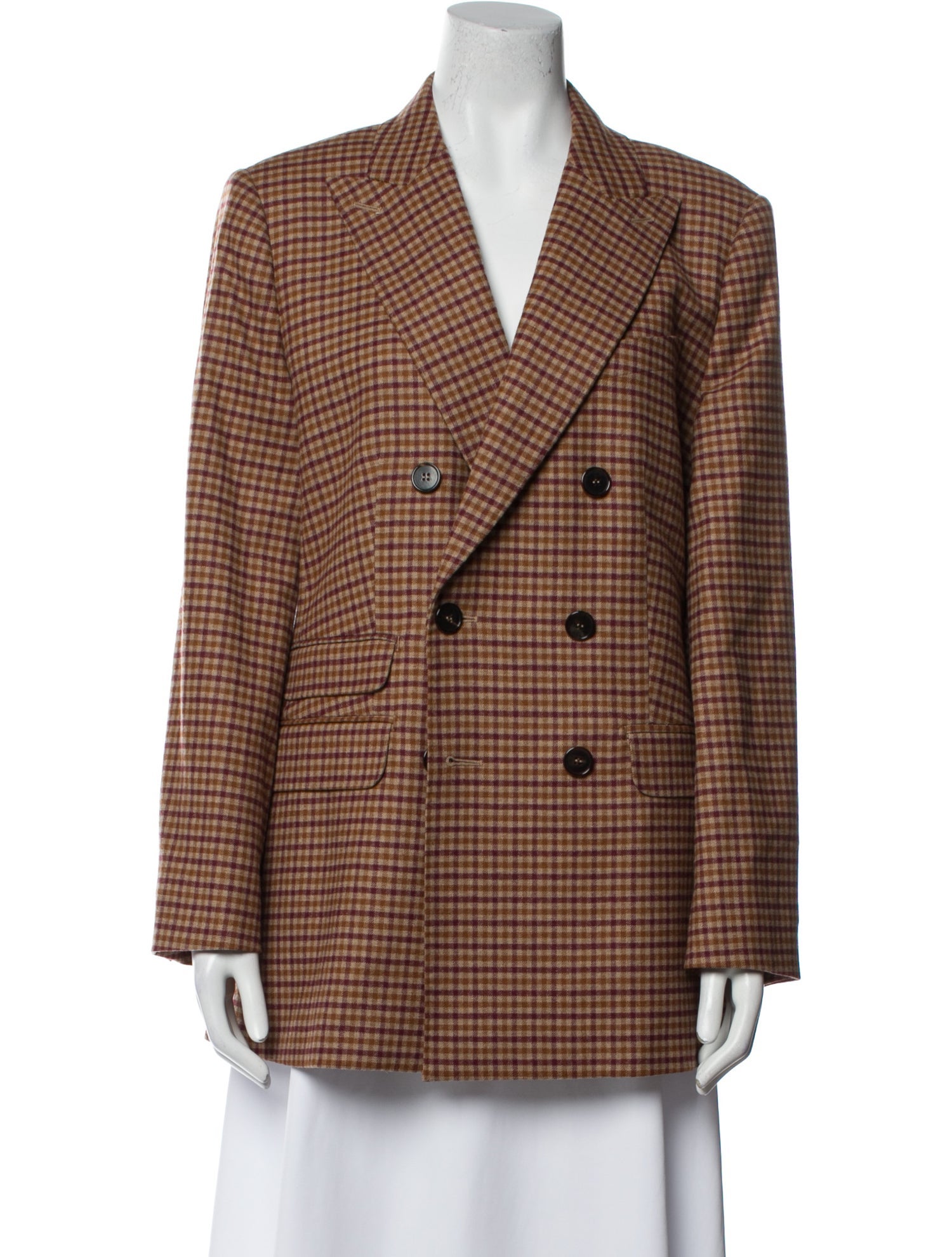 Max Mara Virgin Wool Plaid Print Blazer