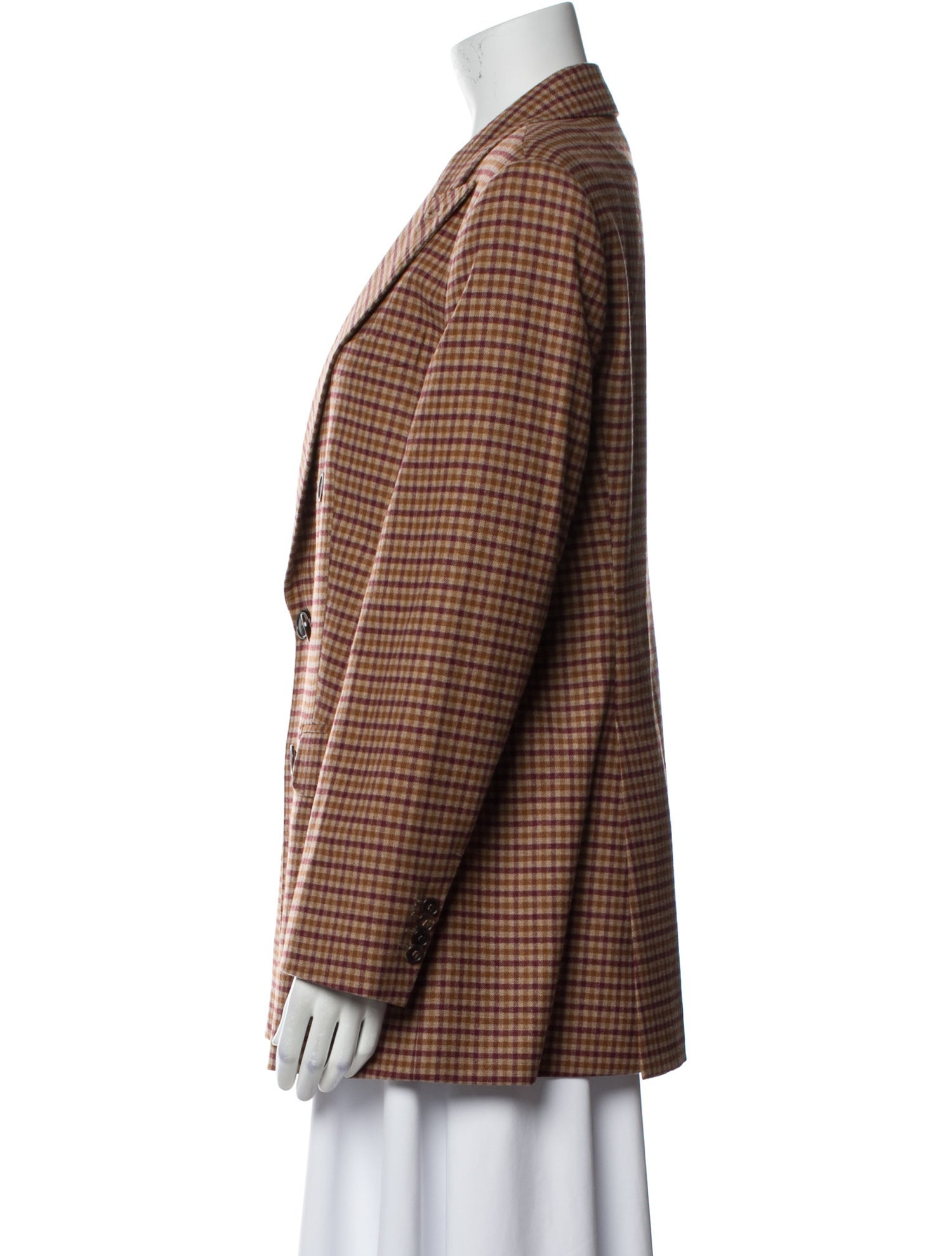 Max Mara Virgin Wool Plaid Print Blazer