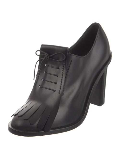 Max Mara Leather Fringe Trim Accent Lace-Up Boots