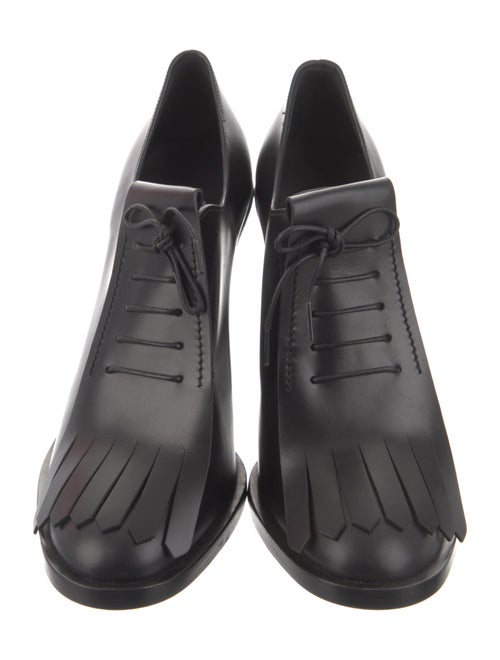 Max Mara Leather Fringe Trim Accent Lace-Up Boots