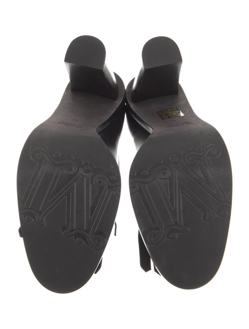 Max Mara Leather Fringe Trim Accent Lace-Up Boots