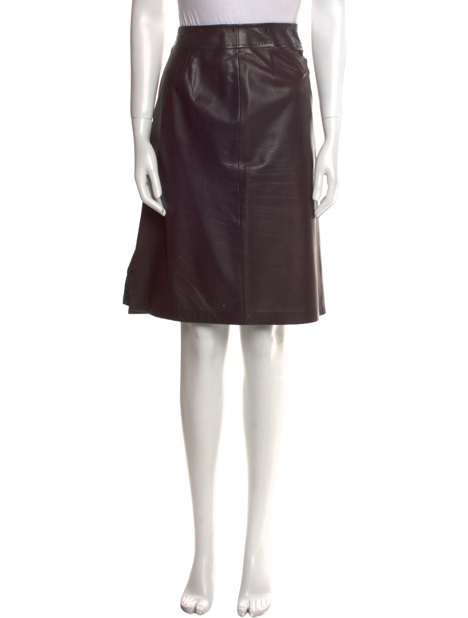 Max Mara Leather Knee-Length Skirt