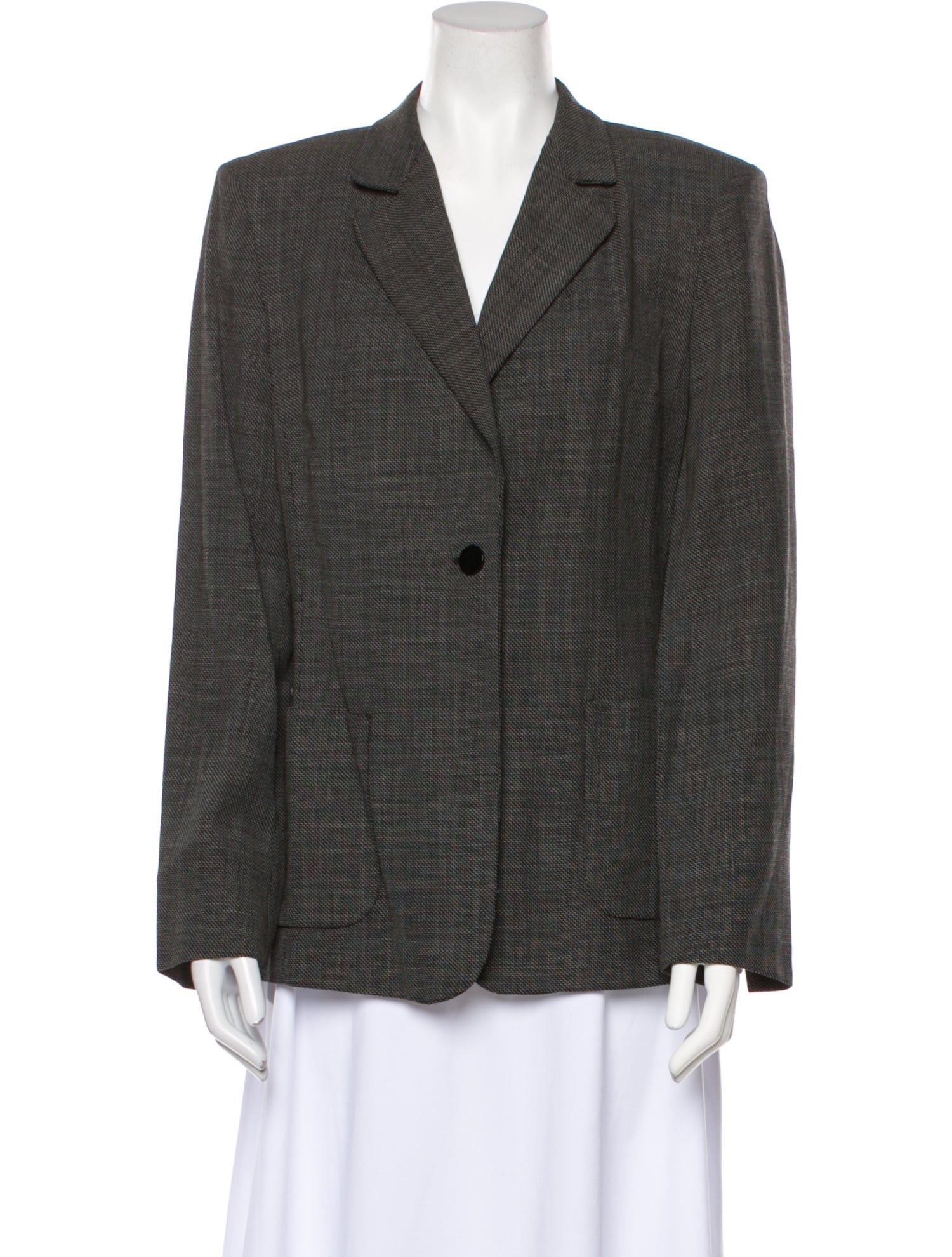 Max Mara Virgin Wool Plaid Print Blazer