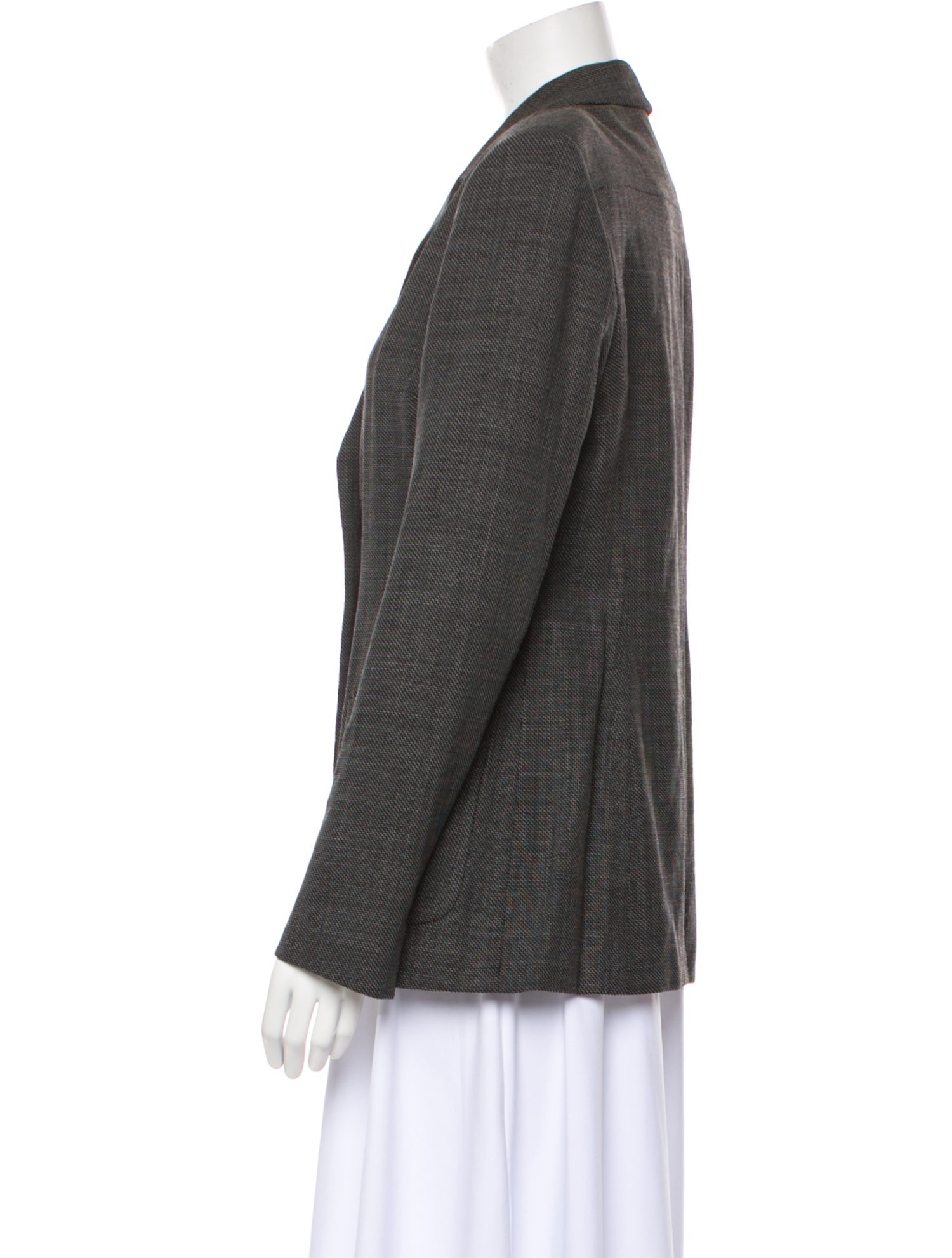 Max Mara Virgin Wool Plaid Print Blazer