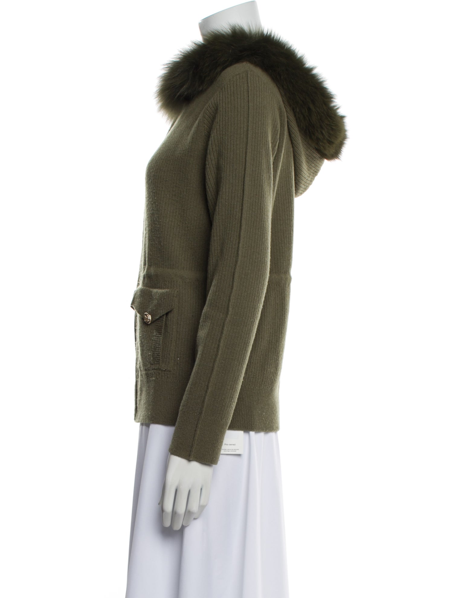 Max Mara Merino Wool Striped Fur Jacket