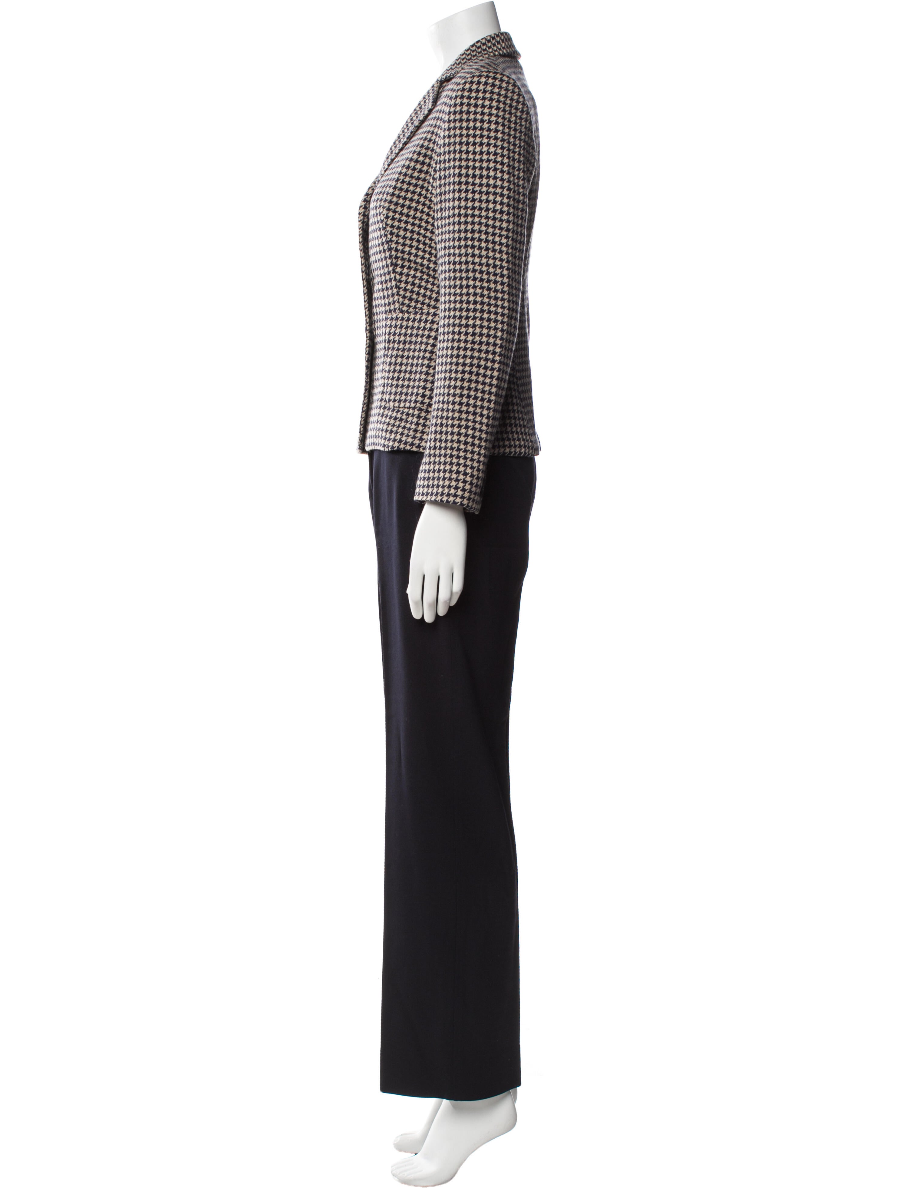 Max Mara Virgin Wool Houndstooth Print Pantsuit