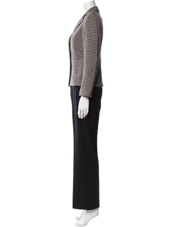 Max Mara Virgin Wool Houndstooth Print Pantsuit