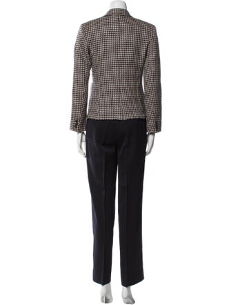 Max Mara Virgin Wool Houndstooth Print Pantsuit