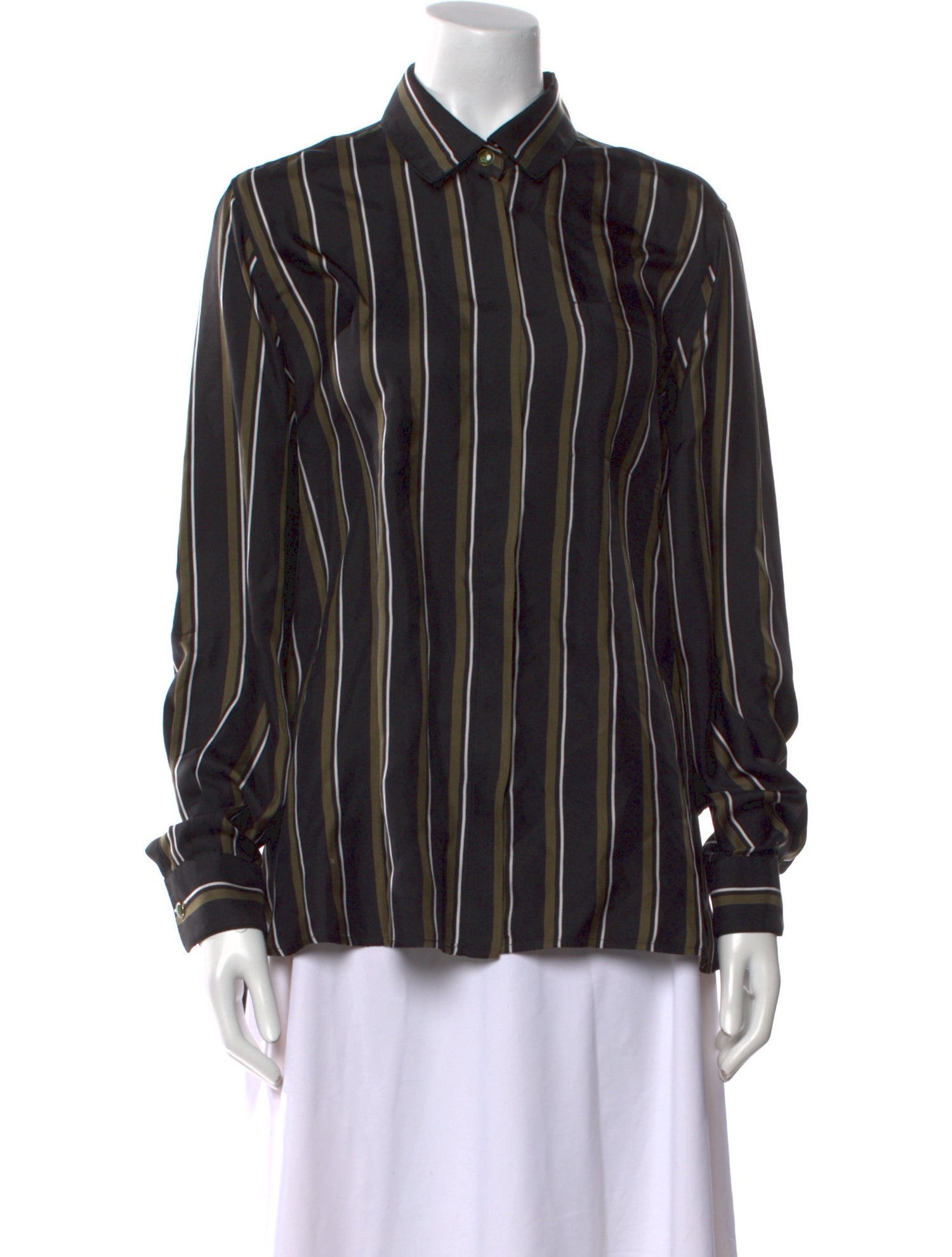 Max Mara Silk Striped Button-Up Top