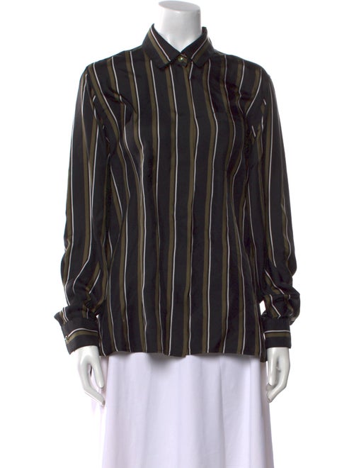 Max Mara Silk Striped Button-Up Top