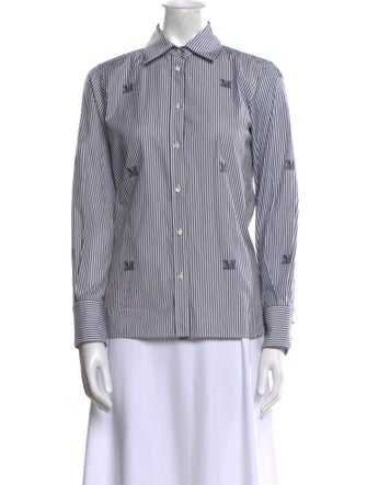 Max Mara Striped Long Sleeve Button-Up Top