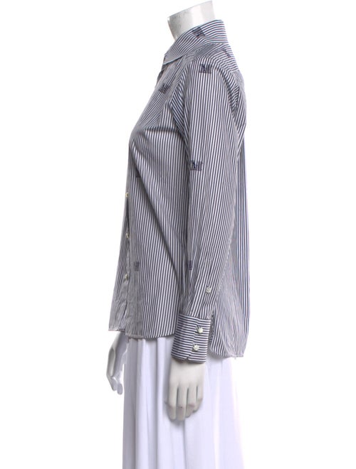 Max Mara Striped Long Sleeve Button-Up Top