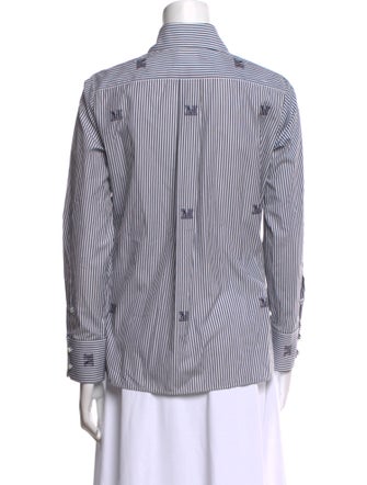 Max Mara Striped Long Sleeve Button-Up Top