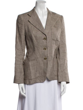 Max Mara Linen Houndstooth Print Blazer