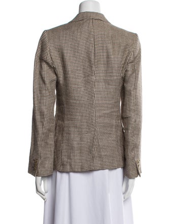 Max Mara Linen Houndstooth Print Blazer
