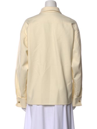 Max Mara Virgin Wool Long Sleeve Button-Up Top