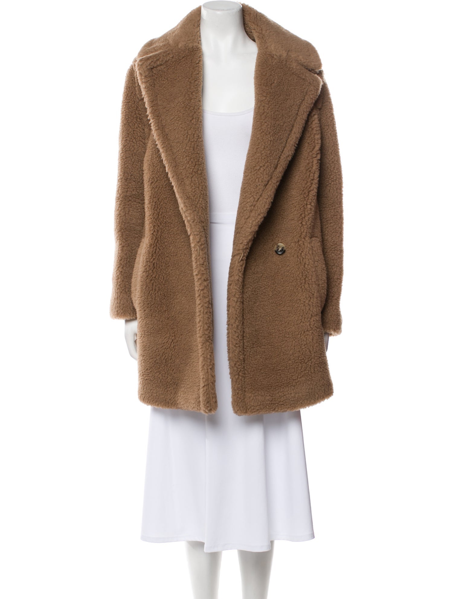 Max Mara Camel Hair Faux Fur Coat