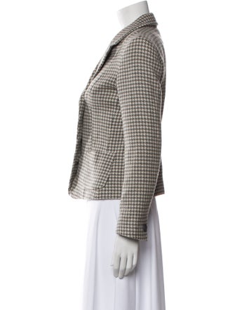 Max Mara Virgin Wool Houndstooth Print Blazer