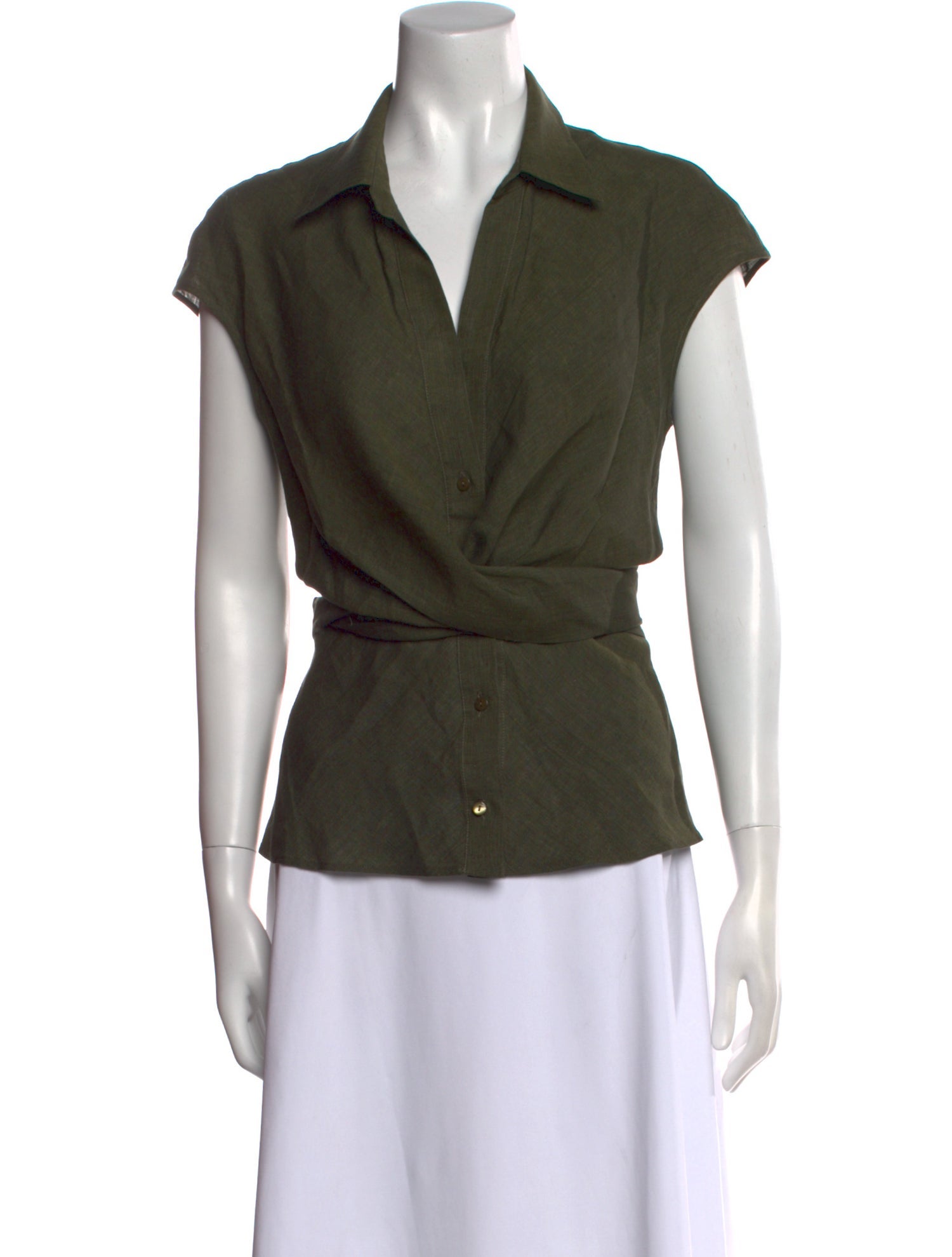 Max Mara Linen Sleeveless Button-Up Top