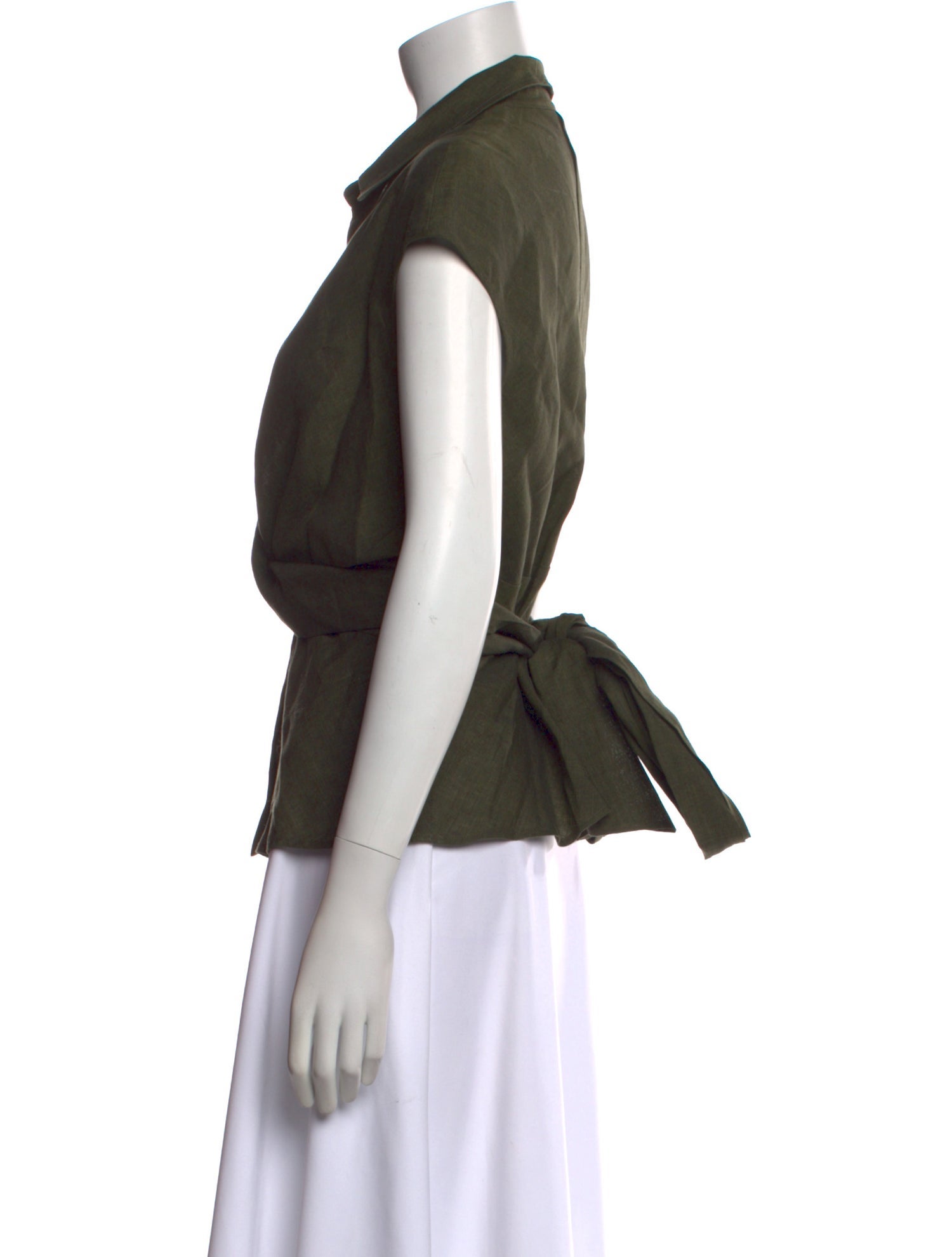 Max Mara Linen Sleeveless Button-Up Top