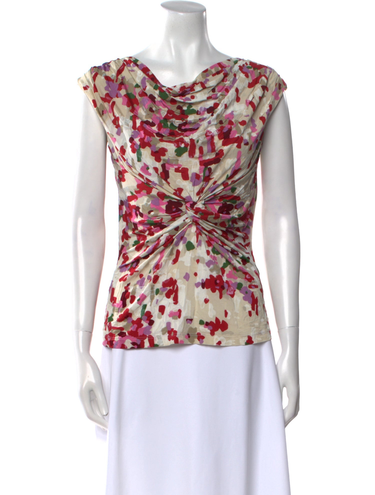 Max Mara Printed Cowl Neck Top