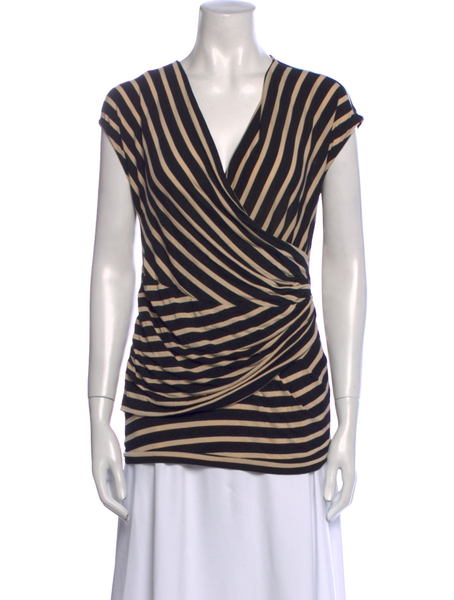 Max Mara Striped Cowl Neck Top