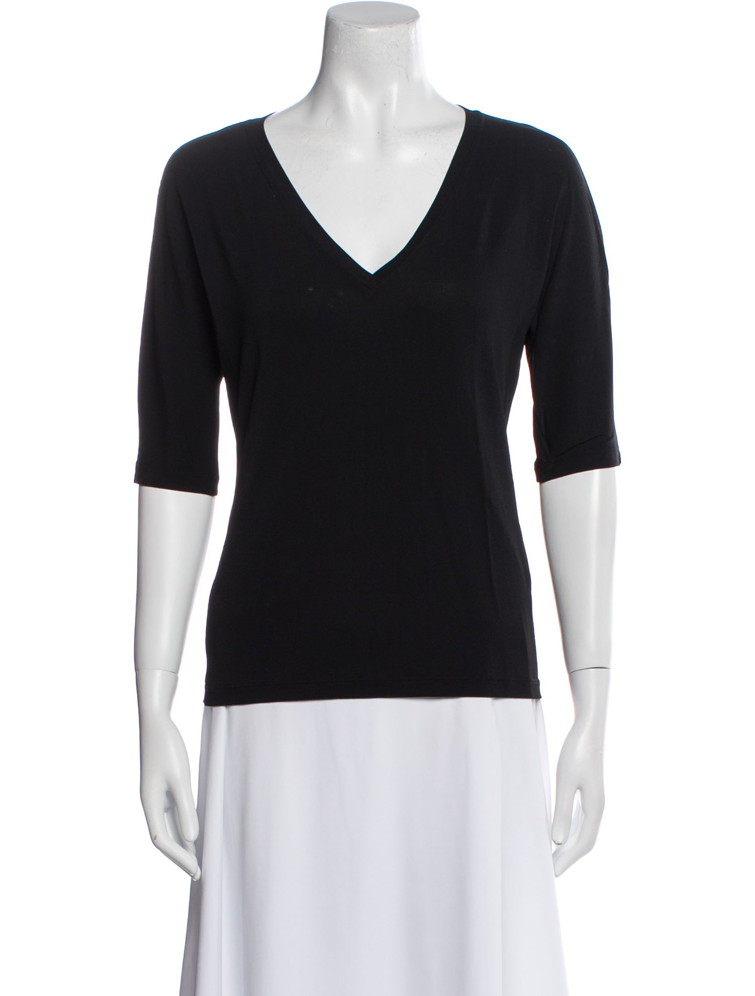 Max Mara V-Neck Three-Quarter Sleeve T-Shirt