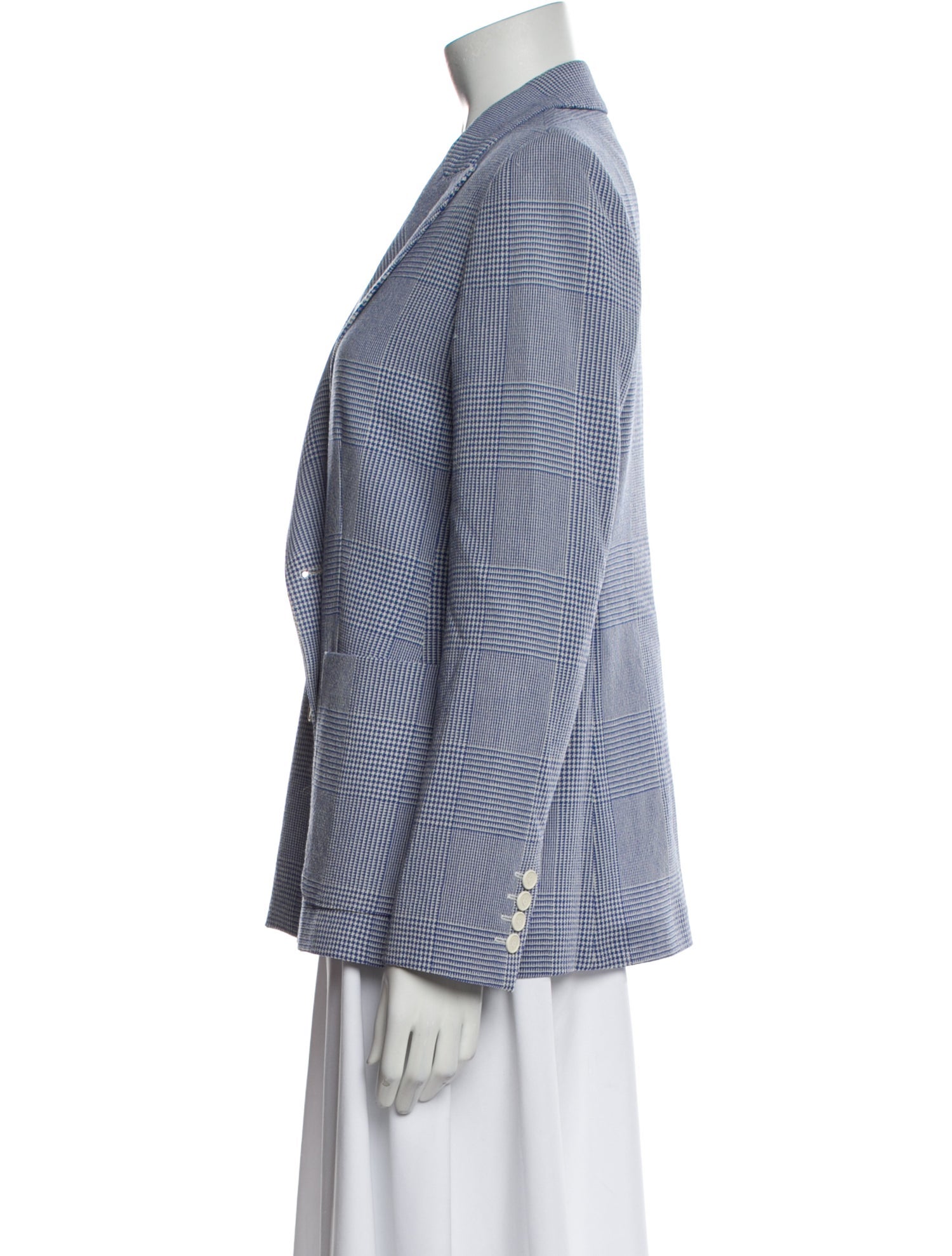 Max Mara Virgin Wool Plaid Print Blazer