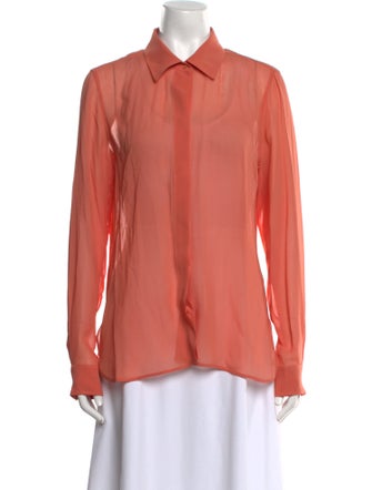 Max Mara Silk Long Sleeve Button-Up Top