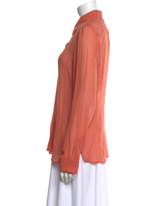 Max Mara Silk Long Sleeve Button-Up Top