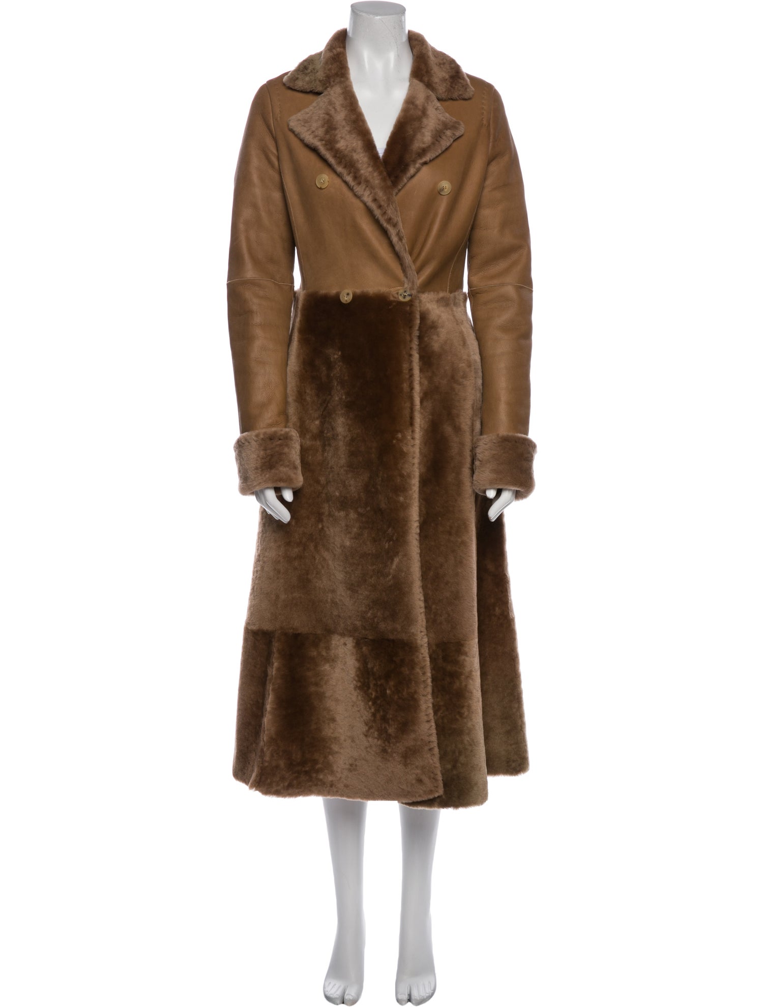 Max Mara Lamb Leather Faux Fur Coat