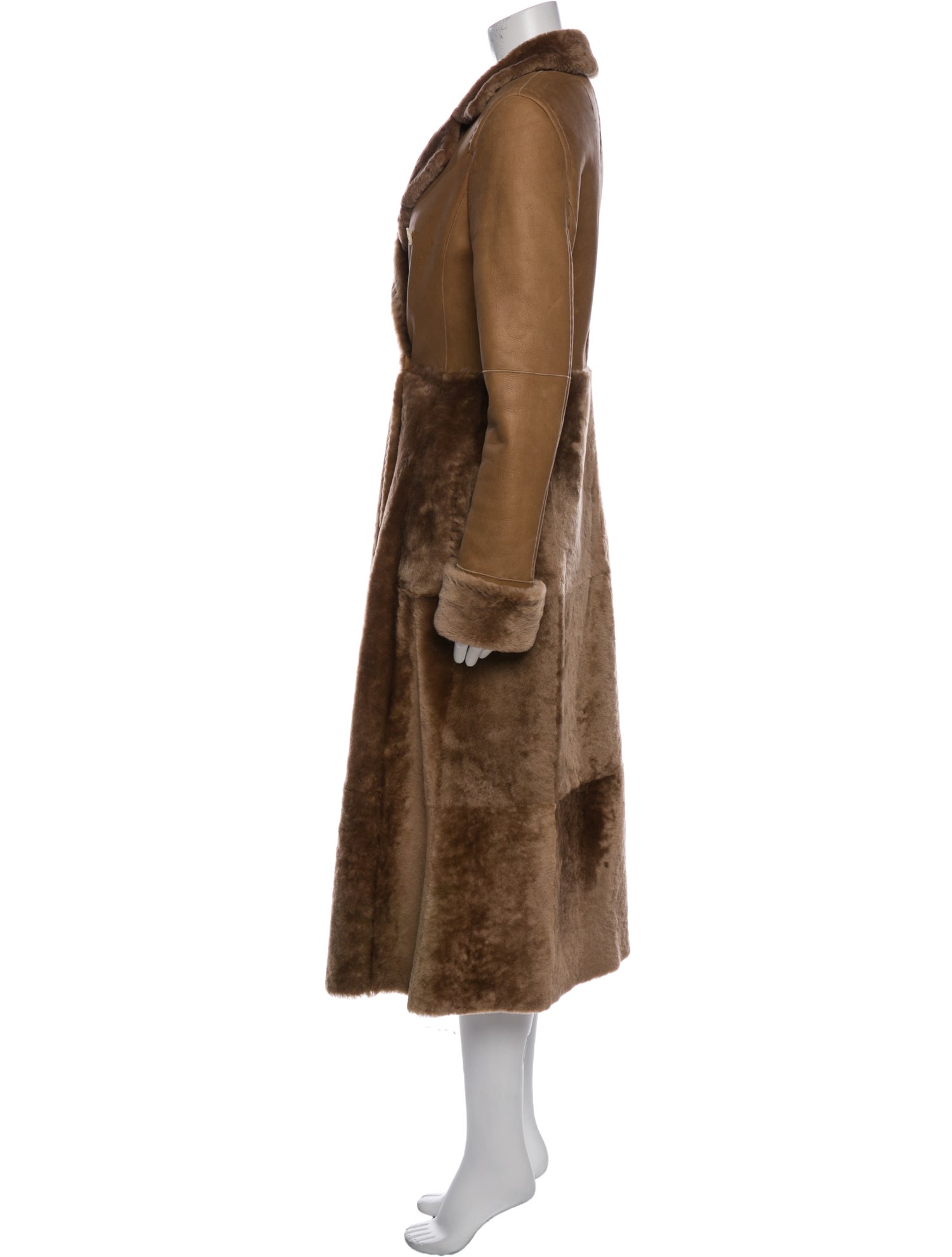 Max Mara Lamb Leather Faux Fur Coat