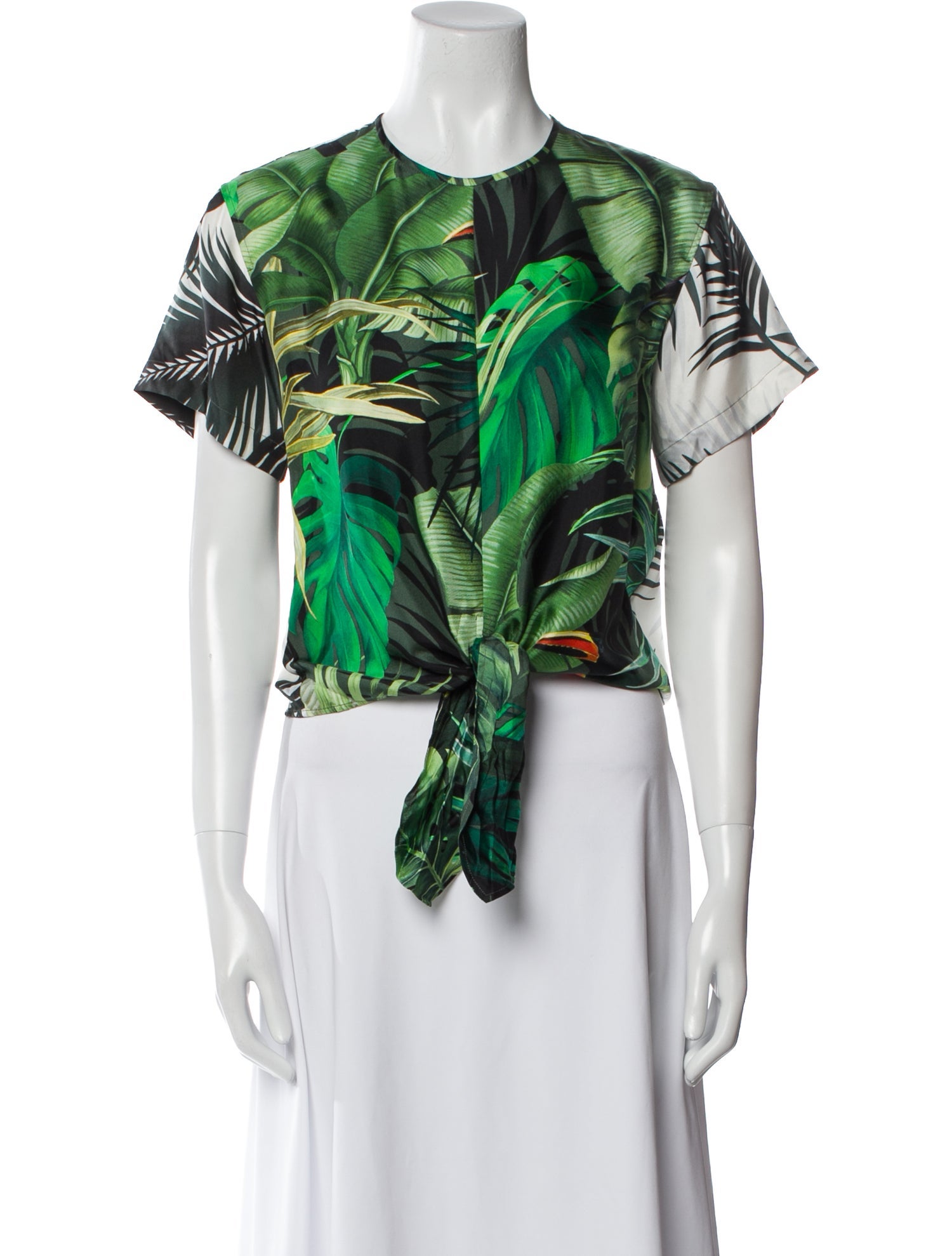 Max Mara Printed Crew Neck Crop Top