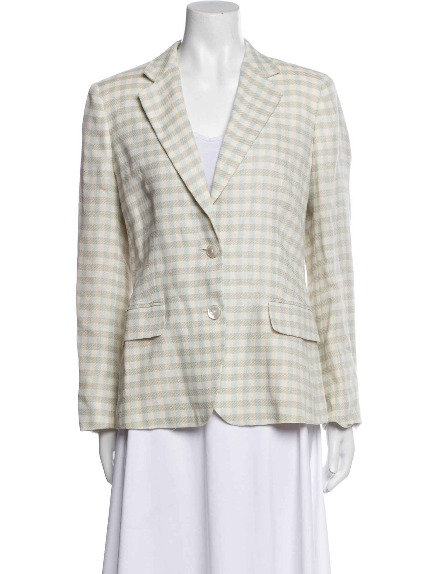Max Mara Linen Plaid Print Blazer