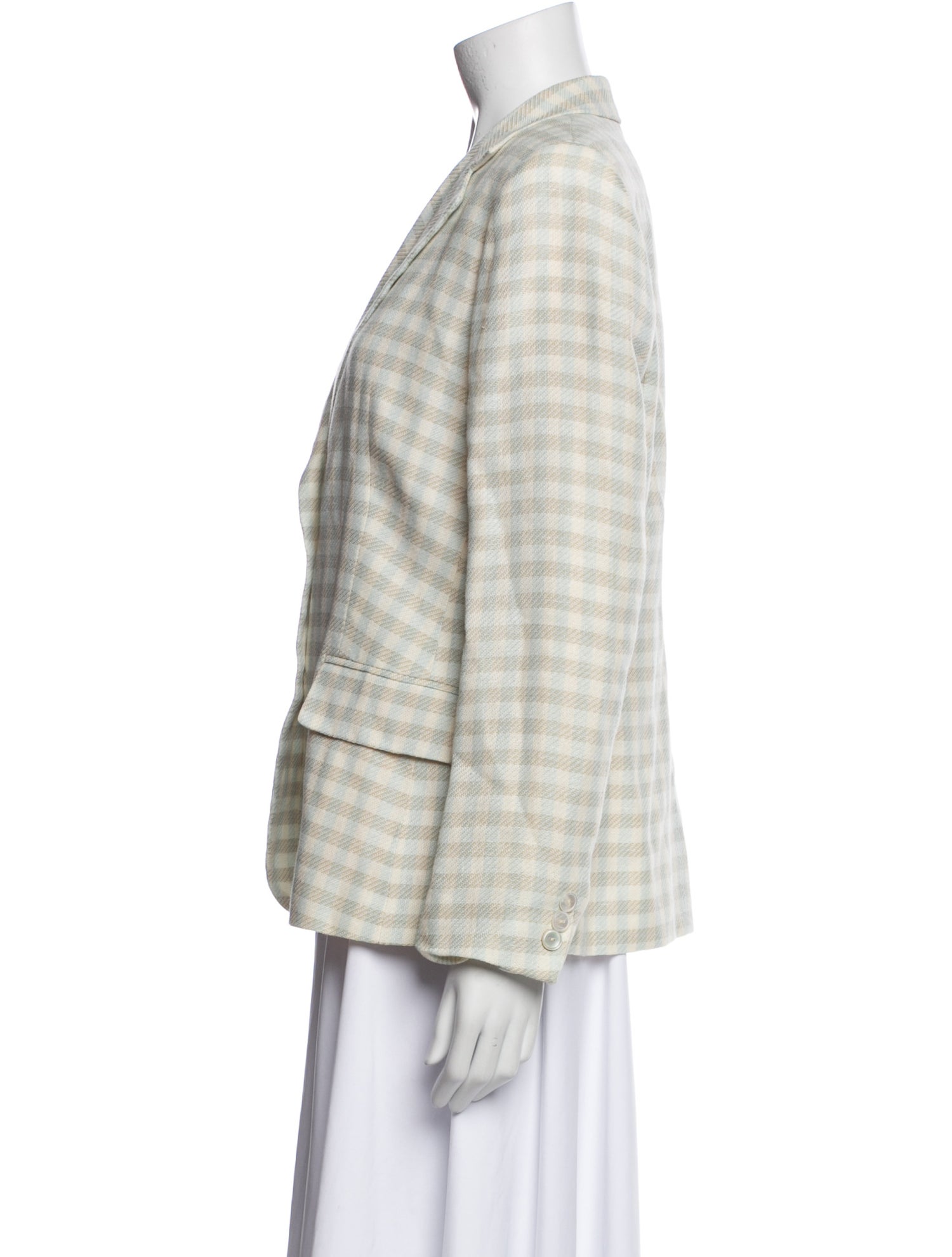 Max Mara Linen Plaid Print Blazer