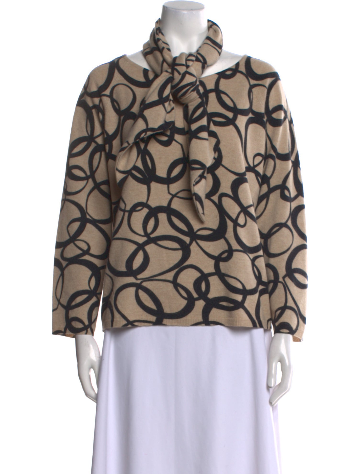 Max Mara Printed Tie Neck Sweater