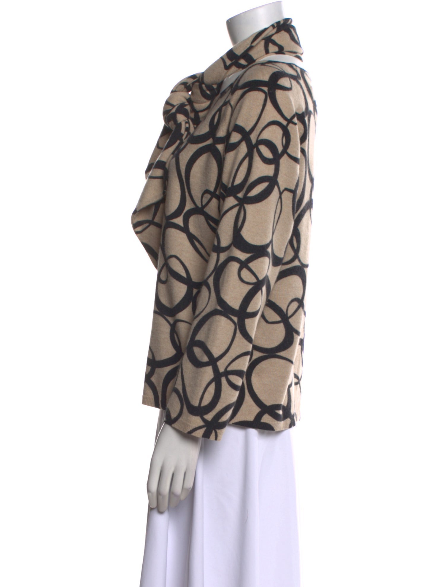 Max Mara Printed Tie Neck Sweater