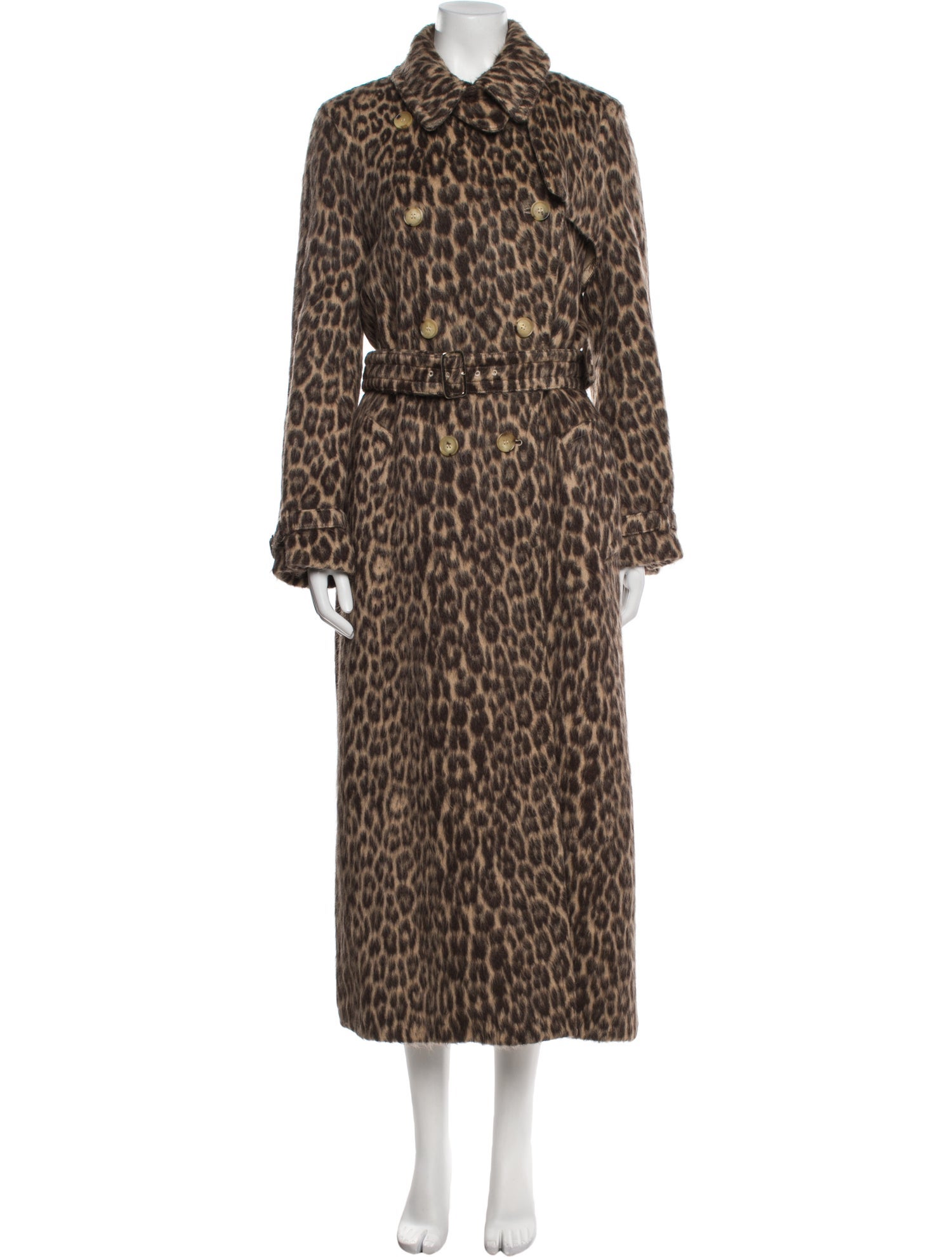Max Mara Virgin Wool Animal Print Trench Coat