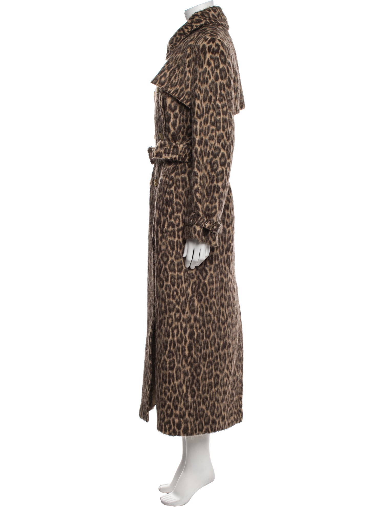 Max Mara Virgin Wool Animal Print Trench Coat