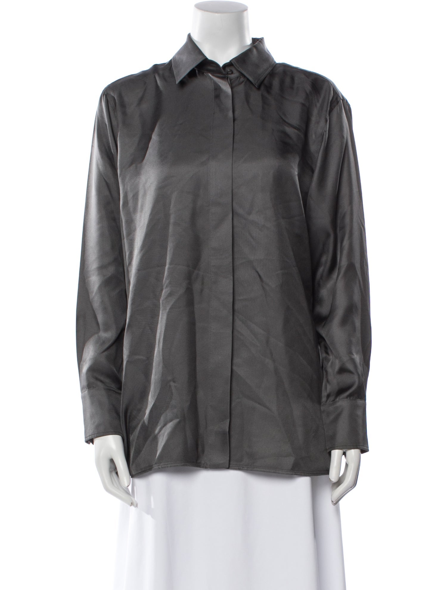 Max Mara Silk Long Sleeve Button-Up Top
