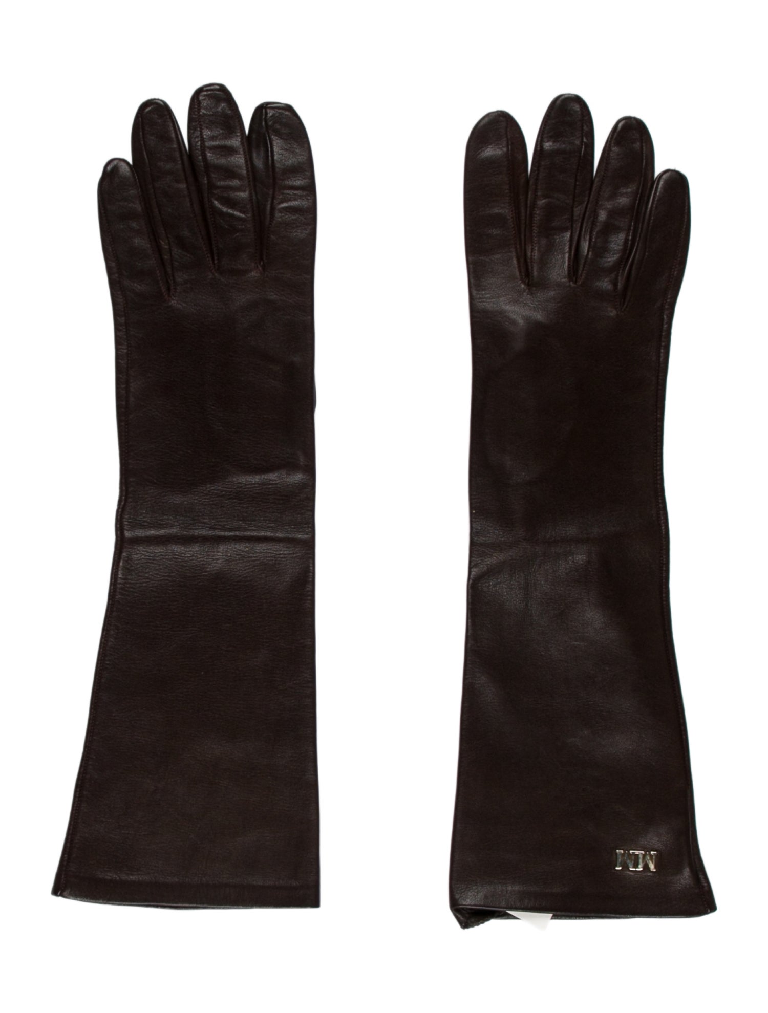 Max Mara Leather Monogrammed Gloves