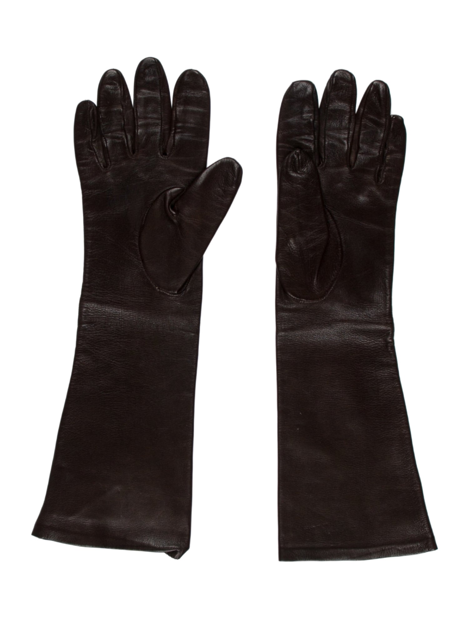 Max Mara Leather Monogrammed Gloves