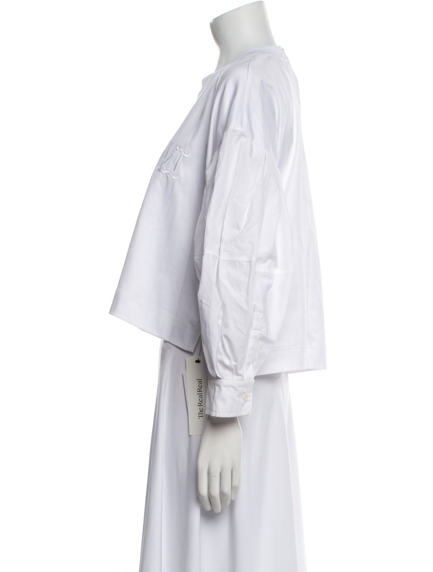 Max Mara Crew Neck Long Sleeve Crop Top