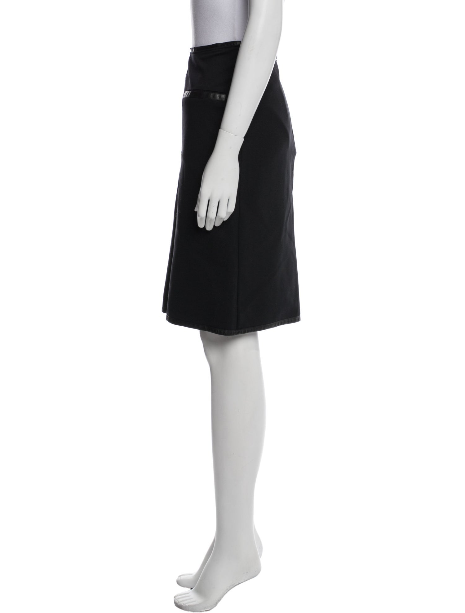 Max Mara Leather Trim Embellishment Knee-Length Skirt