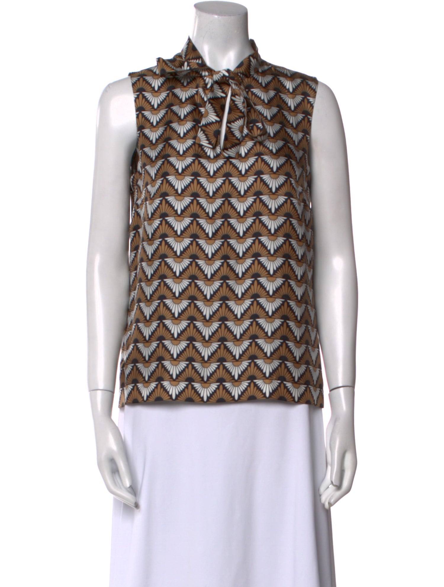 Max Mara Printed Mock Neck Blouse