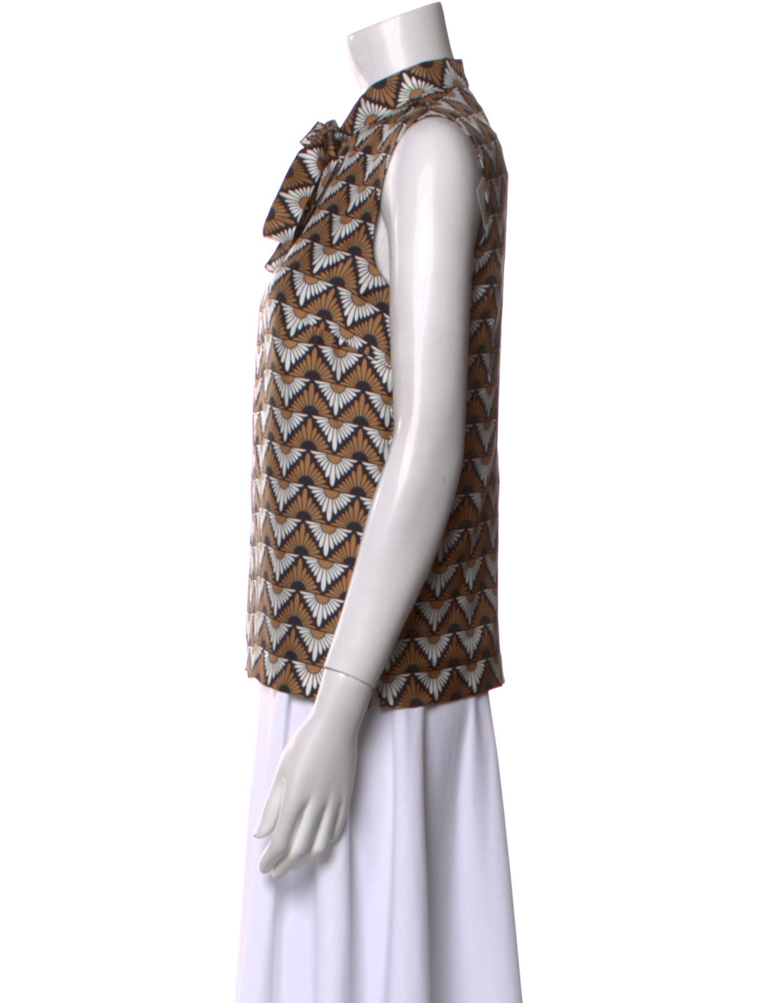 Max Mara Printed Mock Neck Blouse
