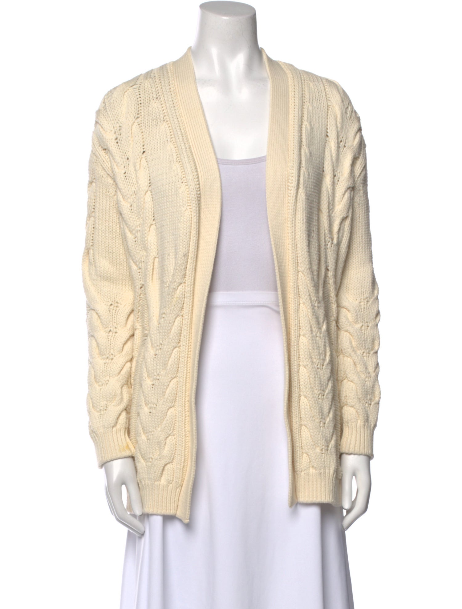 Max Mara Cable Knit Open Front Sweater