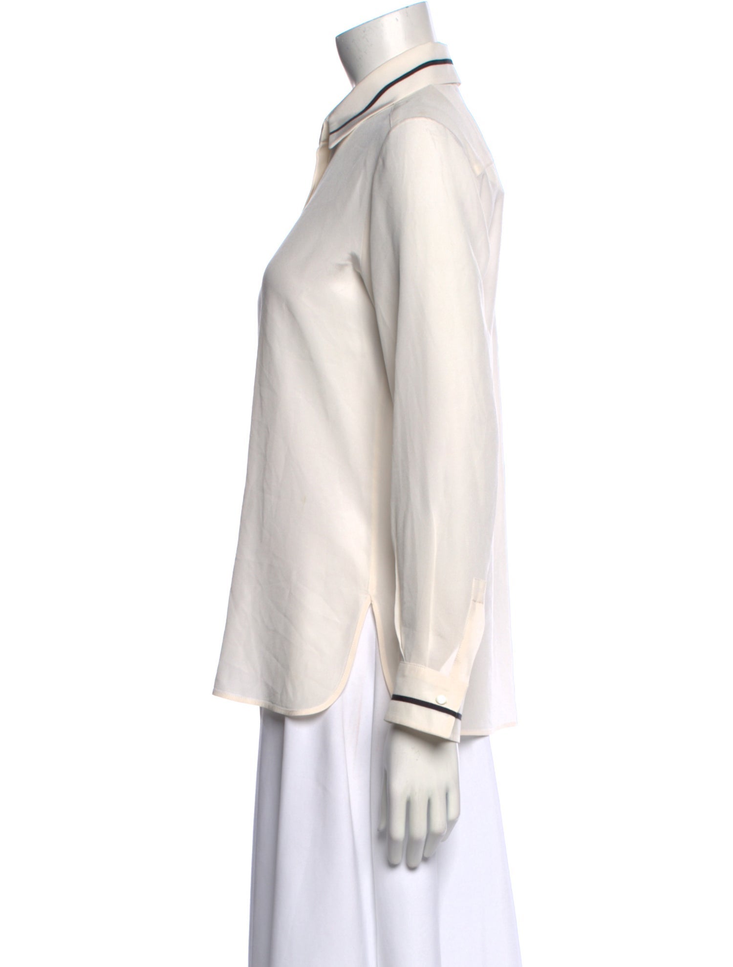 Max Mara Silk Long Sleeve Button-Up Top