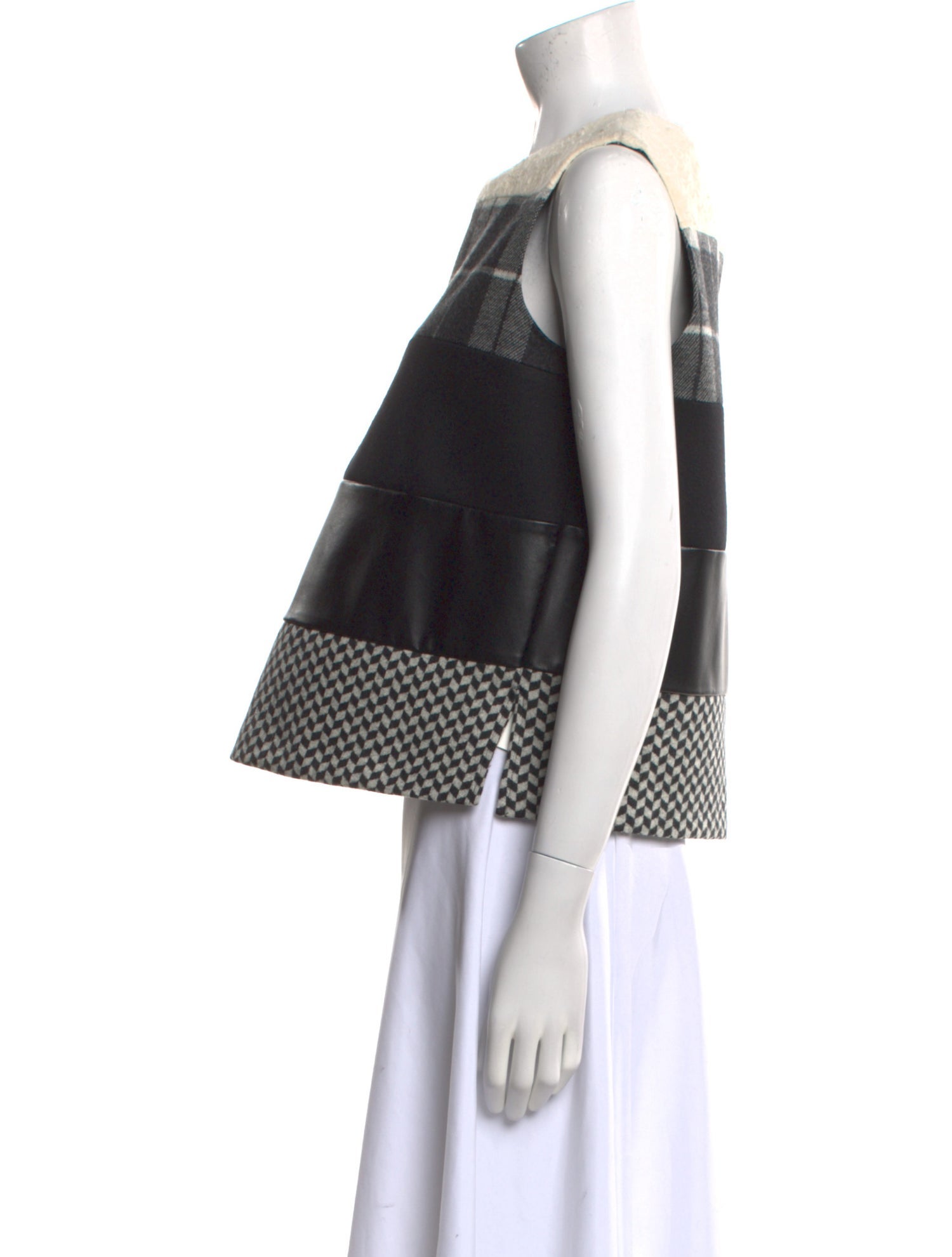 Max Mara Virgin Wool Plaid Print Top w/ Tags