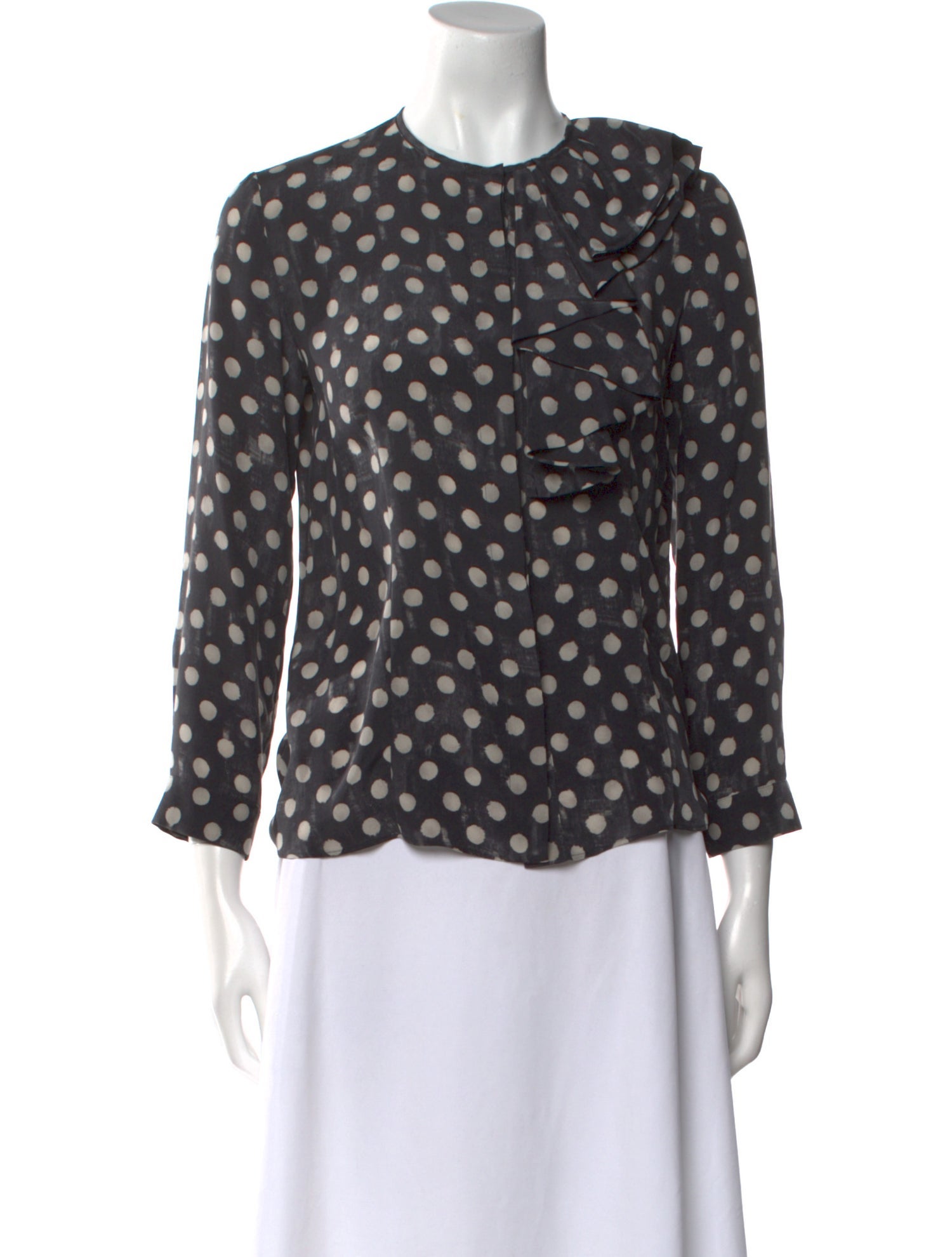 Max Mara Polka Dot Print Crew Neck Blouse